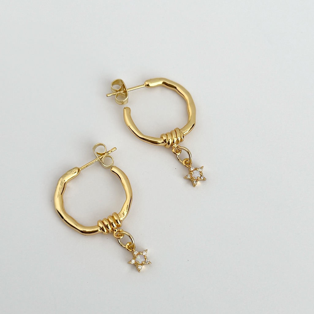 Petite Etoile Open Hoop Earrings